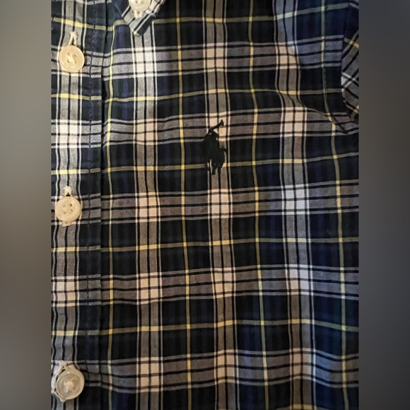 Ralph Lauren long sleeve button down, blue, green plaid, size 6 months - Picture 3 of 7